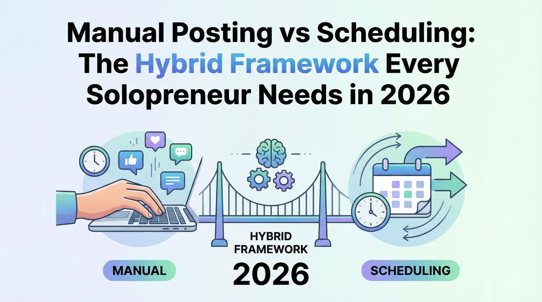 Manual Posting vs Scheduling: The Hybrid Framework Every Solopreneur Needs in 2026